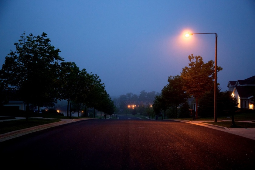 A lonely street on a quiet evening.